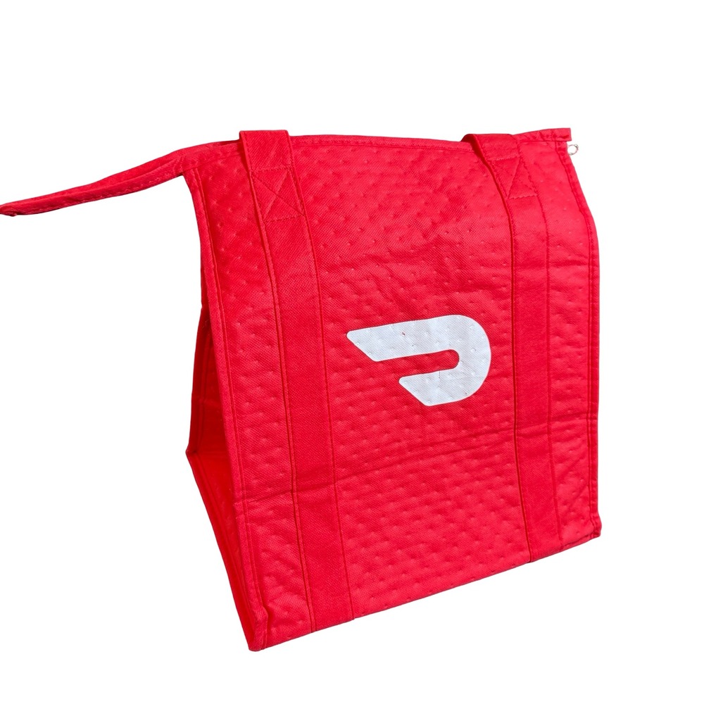 DoorDash Insulated Food Delivery Bag Red Thermal Tote Zippered Grocery Bag